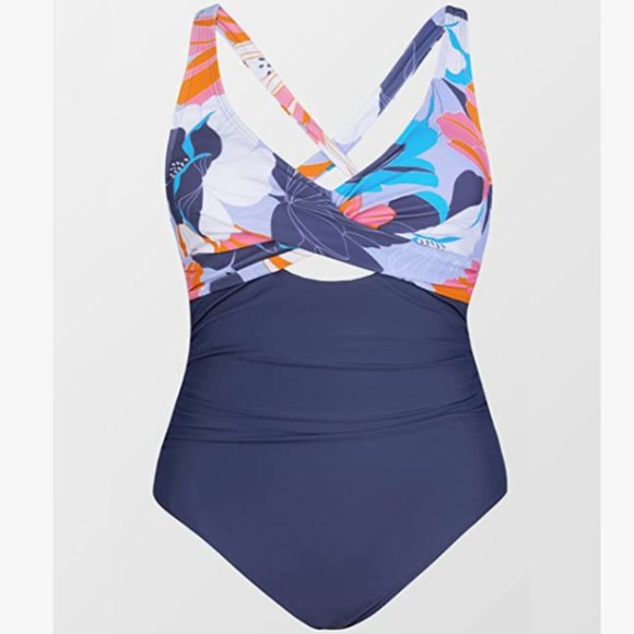 CUPSHE Swimsuit, 2X, Ruched Tummy, Crisscross Tie Back - Picture 7 of 8